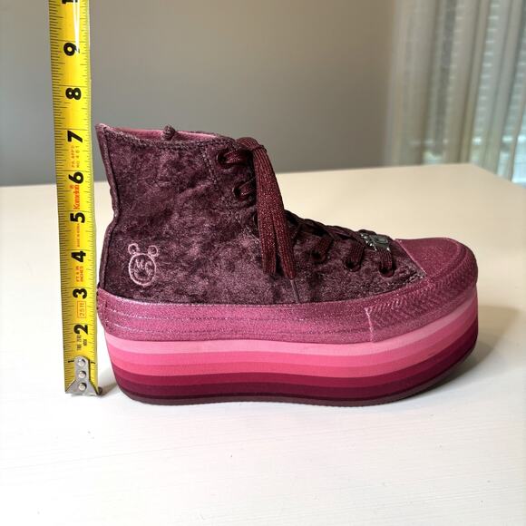 Miley Cyrus Converse All Star Velvet Glitter Pink Platform Sneakers Women’s 7 - Picture 11 of 11